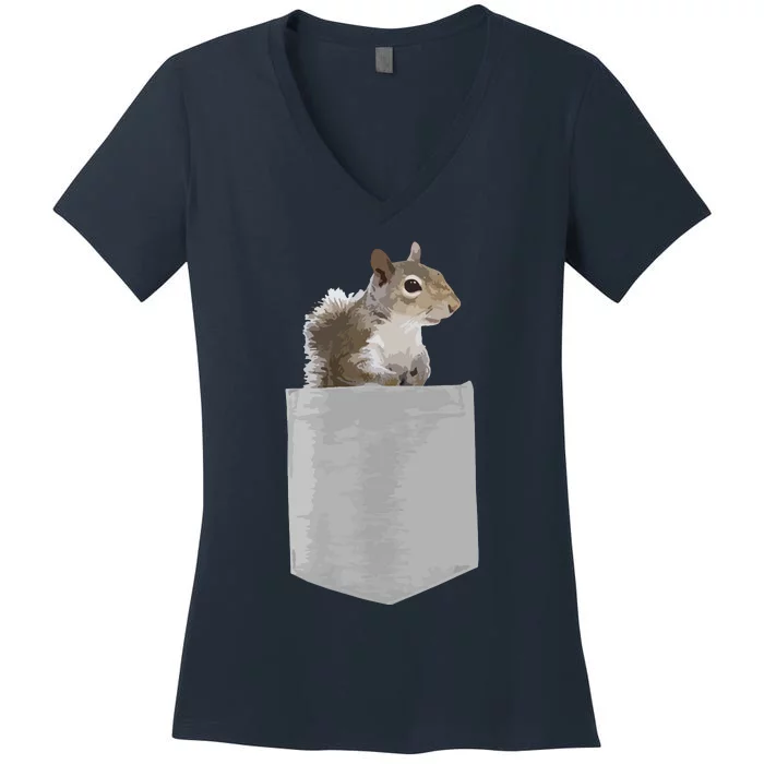 Vintage Squirrel Lover Squirrel Whisperer Women's V-Neck T-Shirt