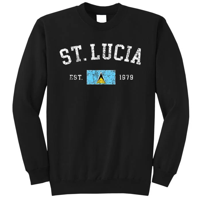 Vintage St Lucia Flag Est 1979 Retro Souvenir Tall Sweatshirt