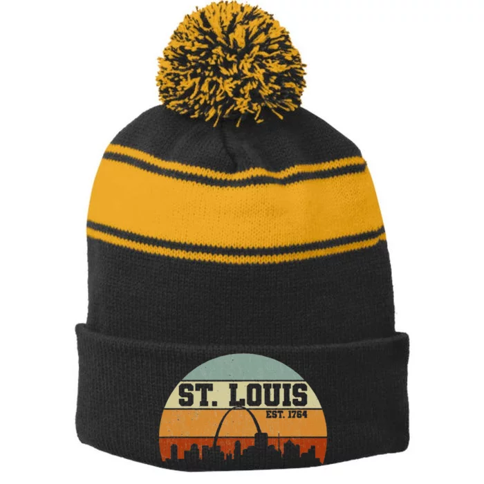 Vintage St. Louis Est. 1764 Retro Souvenir Gift Stripe Pom Pom Beanie