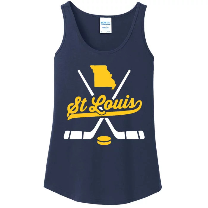 Vintage St. Louis Ice Hockey Sticks Sports Team Fan Gift Ladies Essential Tank