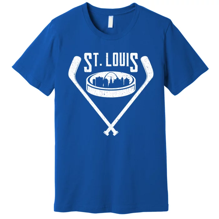 Vintage St Louis Missouri Skyline Style Hockey Retro Gift Premium T-Shirt