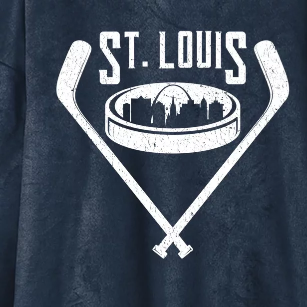 Vintage St Louis Missouri Skyline Style Hockey Retro Gift Hooded Wearable Blanket