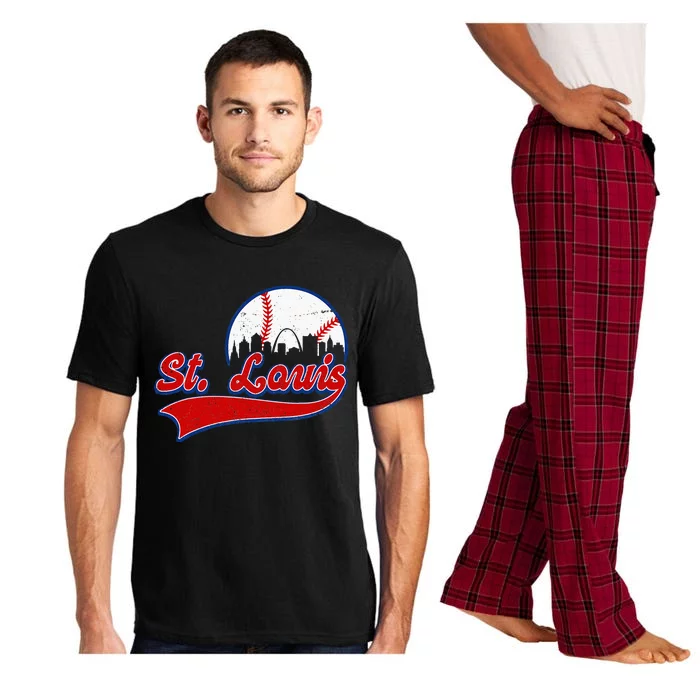 Vintage St. Louis City Downtown Skylines Baseball Fans Lover Pajama Set