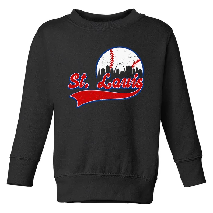 Vintage St. Louis City Downtown Skylines Baseball Fans Lover Toddler Sweatshirt