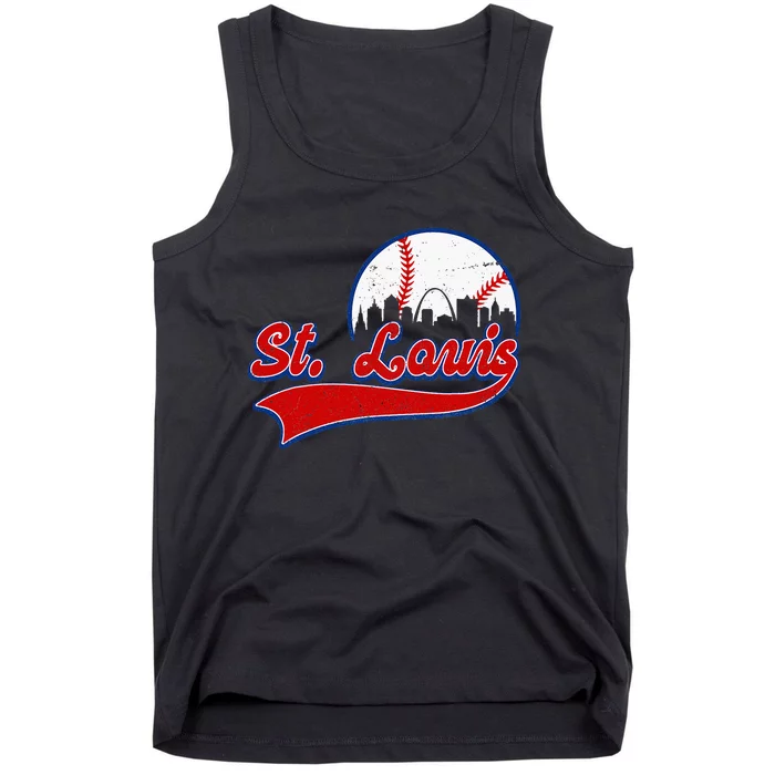 Vintage St. Louis City Downtown Skylines Baseball Fans Lover Tank Top