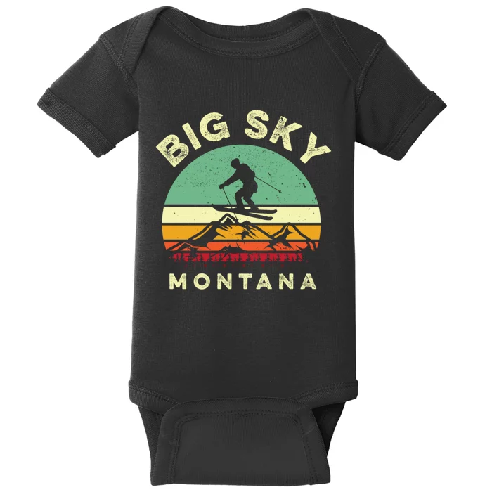 Vintage Skiing Lover Big Sky Montana Gift For Skier Baby Bodysuit