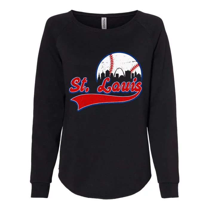 Vintage St. Louis City Downtown Skylines Baseball Fans Lover Womens California Wash Sweatshirt