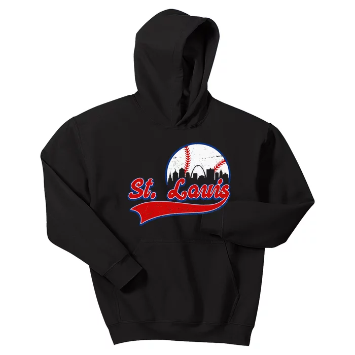 Vintage St. Louis City Downtown Skylines Baseball Fans Lover Kids Hoodie