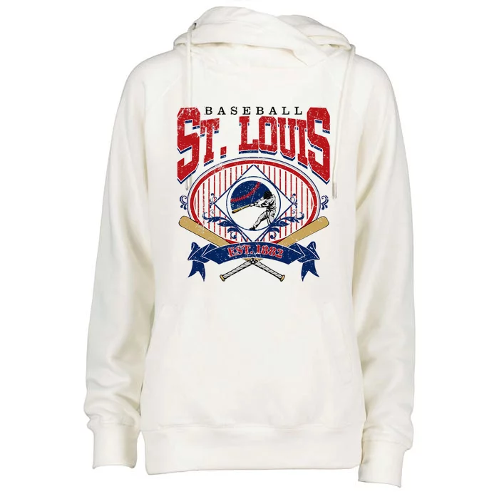 Vintage St Louis Baseball  Baseball Love Womens Funnel Neck Pullover Hood