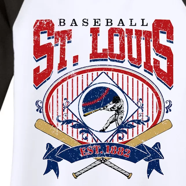 Vintage St Louis Baseball  Baseball Love Women's Tri-Blend 3/4-Sleeve Raglan Shirt