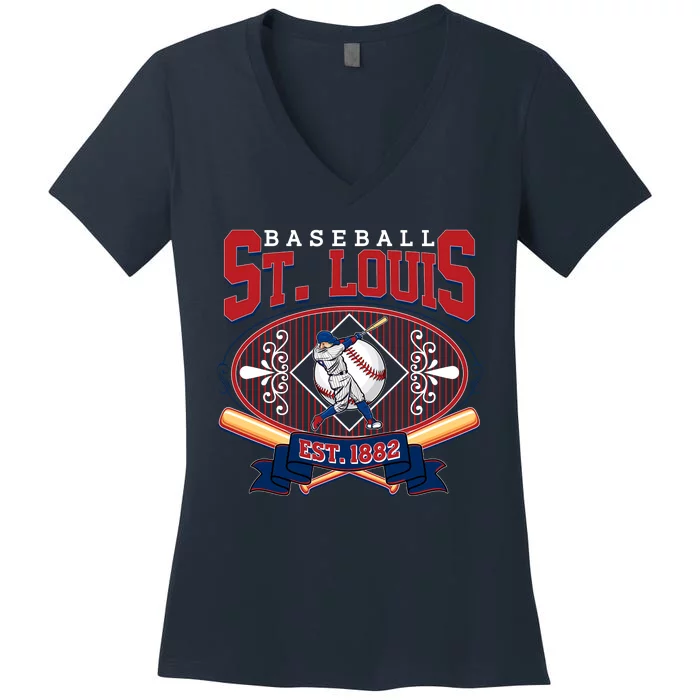 Vintage St Louis Baseball Est 1882 Women's V-Neck T-Shirt