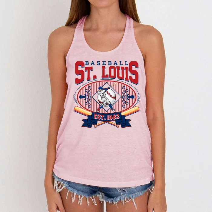 Vintage St Louis Baseball Est 1882 Women's Knotted Racerback Tank