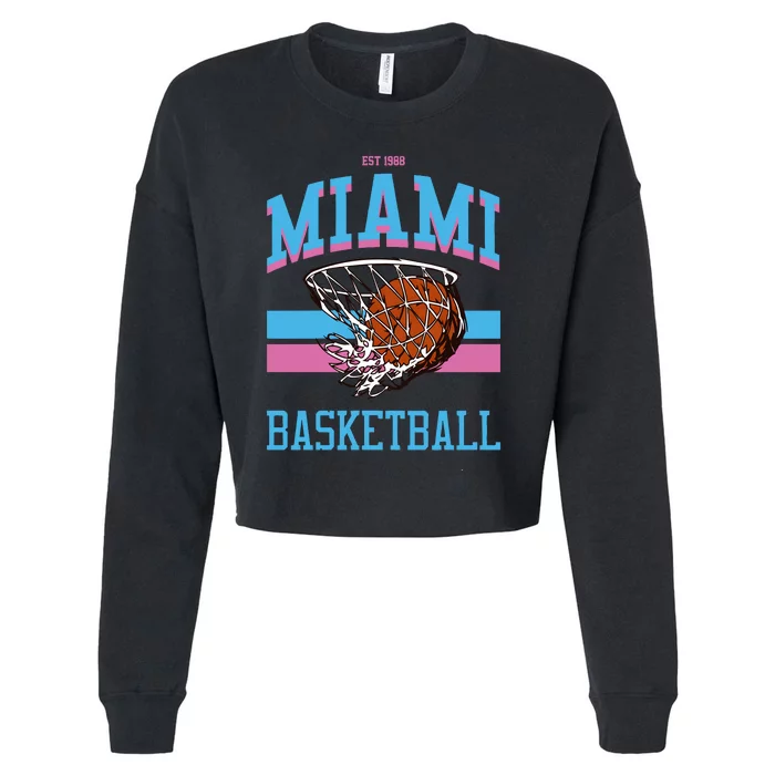 Varsity Style Miami Vice Basketball Cropped Pullover Crew