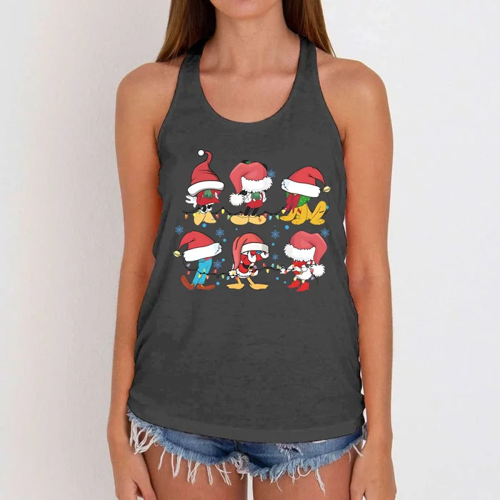 Vintage Santa Mouse And Friends Christmas Women's Knotted Racerback Tank