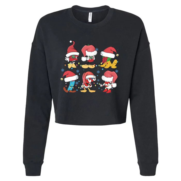 Vintage Santa Mouse And Friends Christmas Cropped Pullover Crew