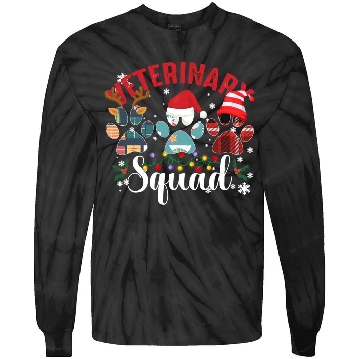 Veterinary Squad Medical Crew Christmas 2024 Paw Tie-Dye Long Sleeve Shirt