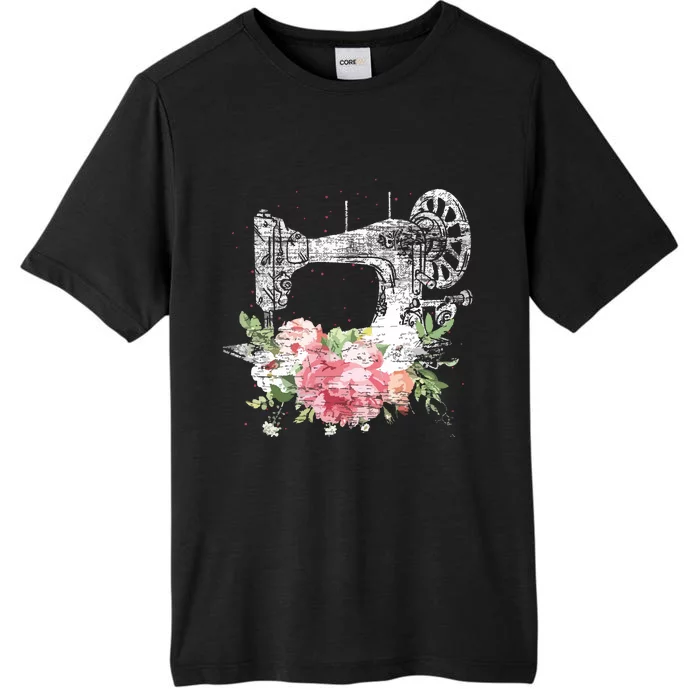 Vintage Sewing Machine Craft Quilting Sewer Flowers Sewing ChromaSoft Performance T-Shirt