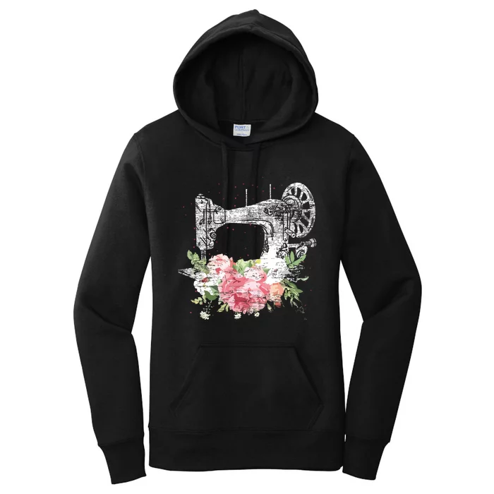 Vintage Sewing Machine Craft Quilting Sewer Flowers Sewing Women's Pullover Hoodie