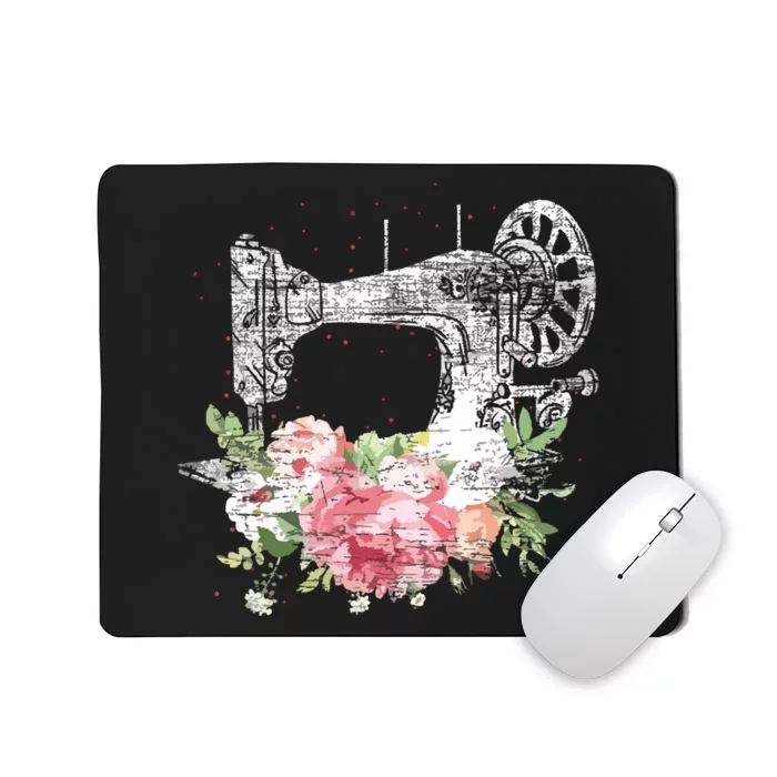 Vintage Sewing Machine Craft Quilting Sewer Flowers Sewing Mousepad