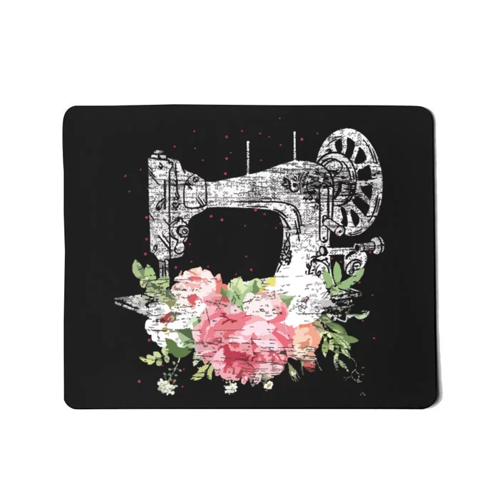 Vintage Sewing Machine Craft Quilting Sewer Flowers Sewing Mousepad