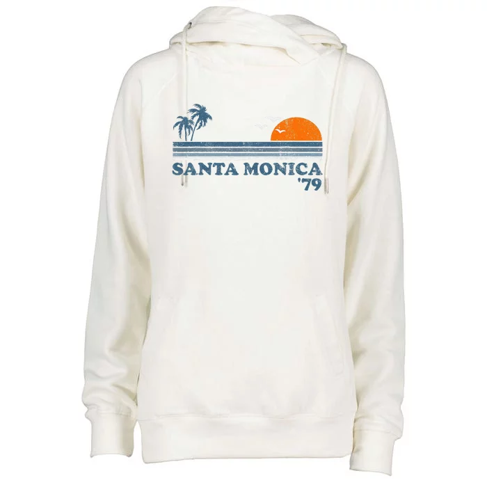 Vintage Santa Monica California Beach Retro Surf 70S Gift Womens Funnel Neck Pullover Hood