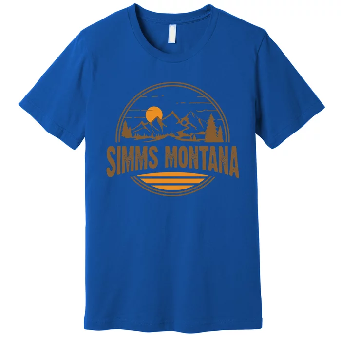 Vintage Simms Montana Mountain Hiking Souvenir Print Cute Gift Premium T-Shirt