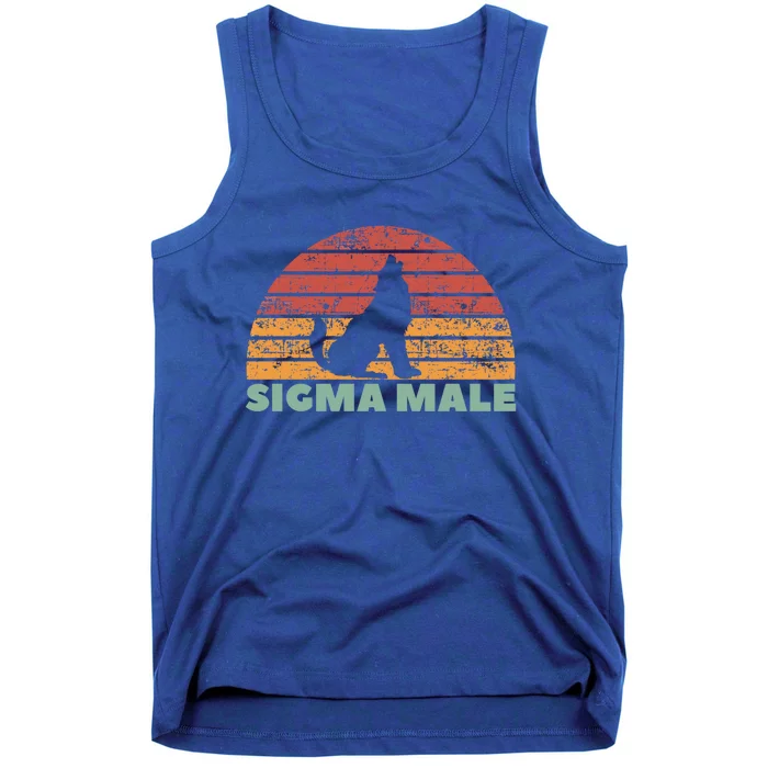 Vintage Sigma Male Wolf Loner Lone Sigma Wolf Cool Gift Tank Top