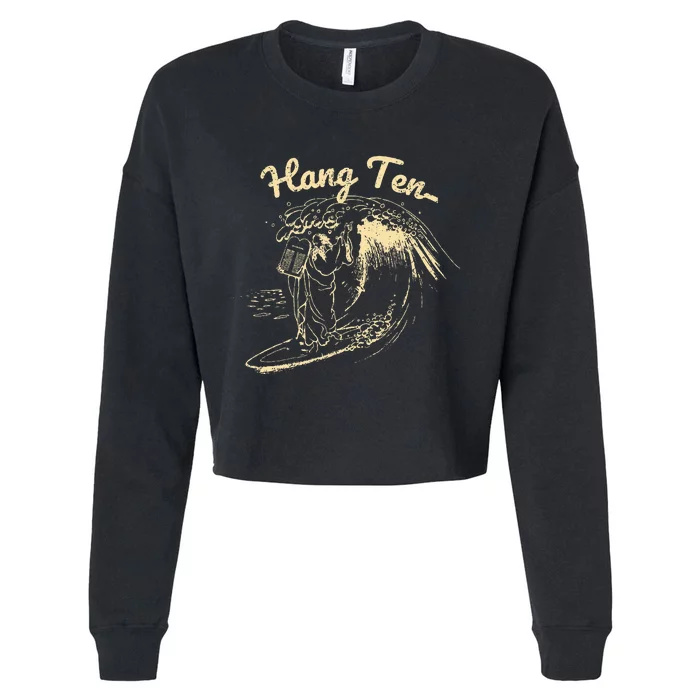 Vintage Surfing Moses Hang Ten Cropped Pullover Crew