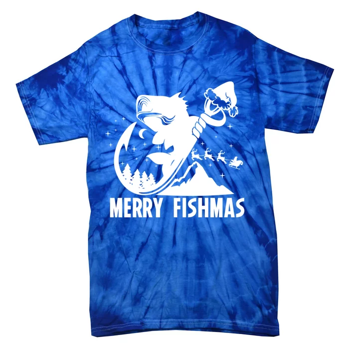 Vintage SantaS Merry Fishmas Fishing Ugly Christmas Gift Tie-Dye T-Shirt