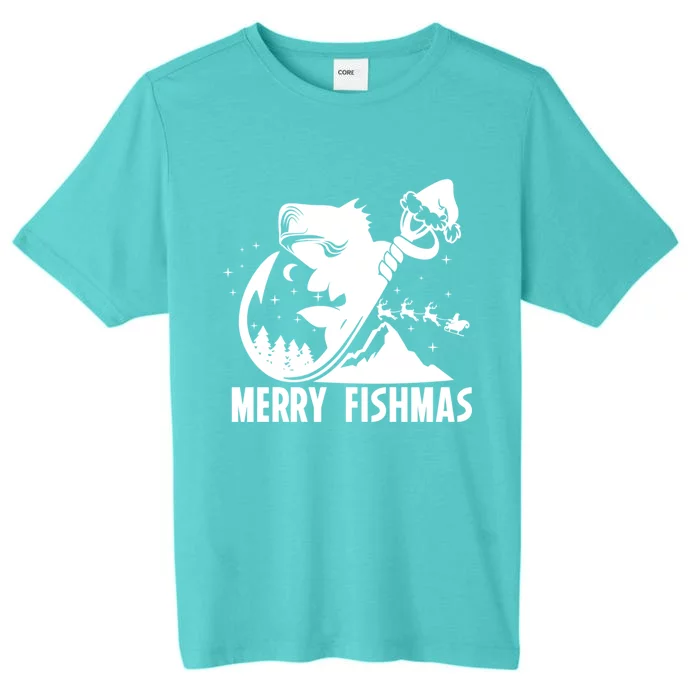 Vintage SantaS Merry Fishmas Fishing Ugly Christmas Gift ChromaSoft Performance T-Shirt