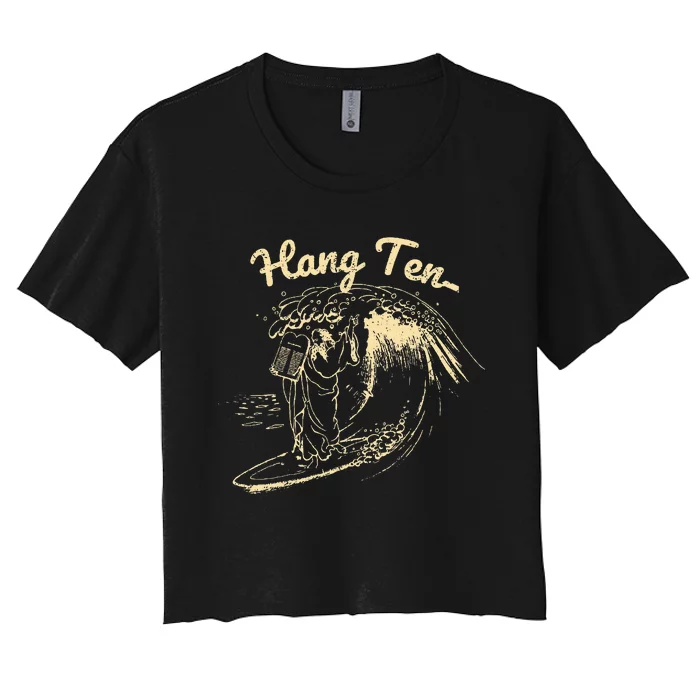 Vintage Surfing Moses Hang Ten Women's Crop Top Tee