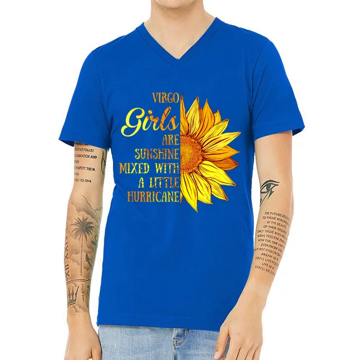 Virgo Sunshine Mixed Hurricane Sunflower Zodiac Sign Meaningful Gift V-Neck T-Shirt