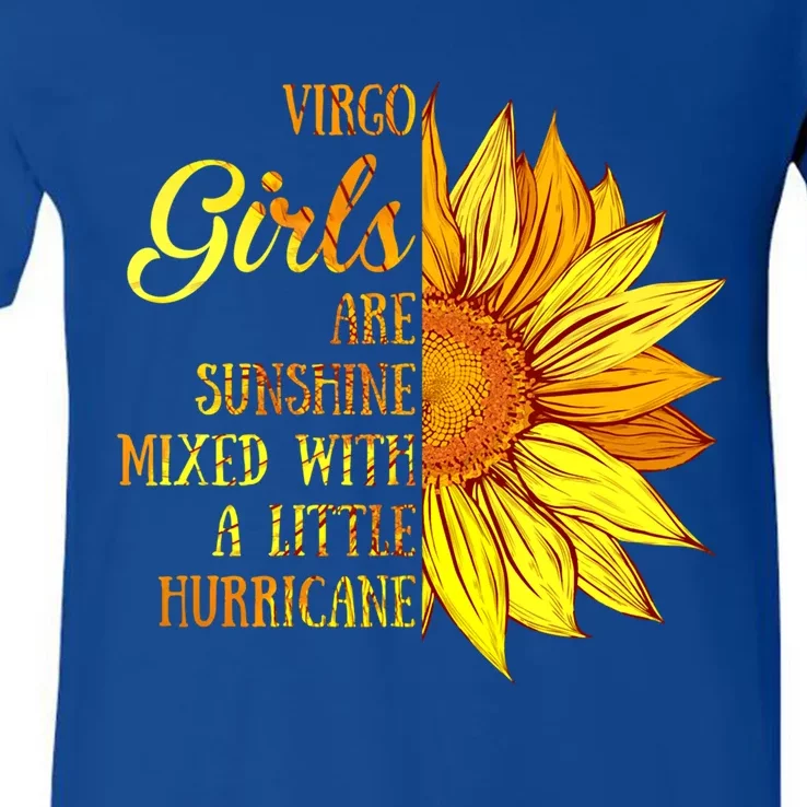 Virgo Sunshine Mixed Hurricane Sunflower Zodiac Sign Meaningful Gift V-Neck T-Shirt