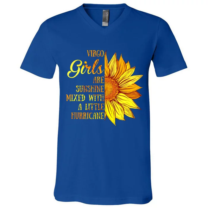 Virgo Sunshine Mixed Hurricane Sunflower Zodiac Sign Meaningful Gift V-Neck T-Shirt