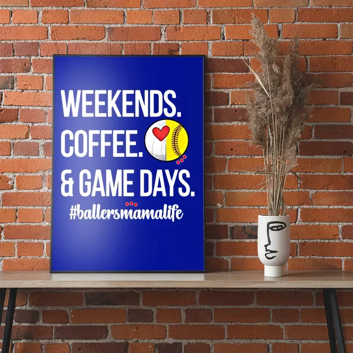 Volleyball Softball Mama Game Day Proud Baller Mom Cute Gift Poster