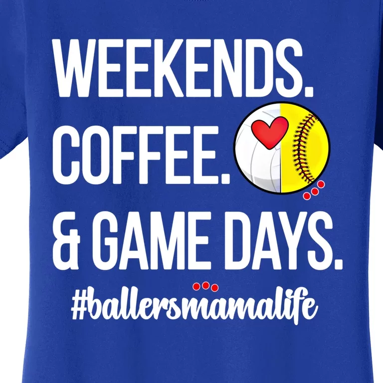 Volleyball Softball Mama Game Day Proud Baller Mom Cute Gift Women's T-Shirt