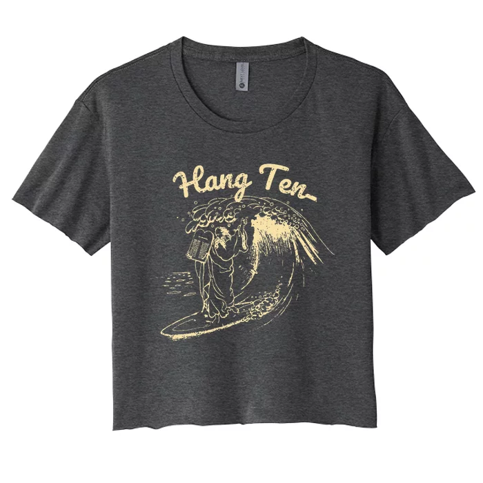 Vintage Surfing Moses Hang Ten Women's Crop Top Tee