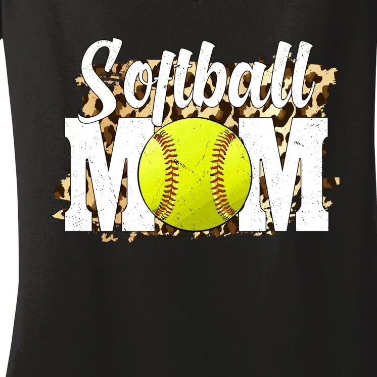 Vinatge Softball Mom Gifts Funny Softball Lovers Mothers Day Women's V-Neck T-Shirt