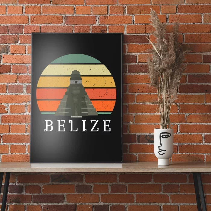 Vintage Sunset Maya Runs Belize Caribbean Travel Souvenir Poster