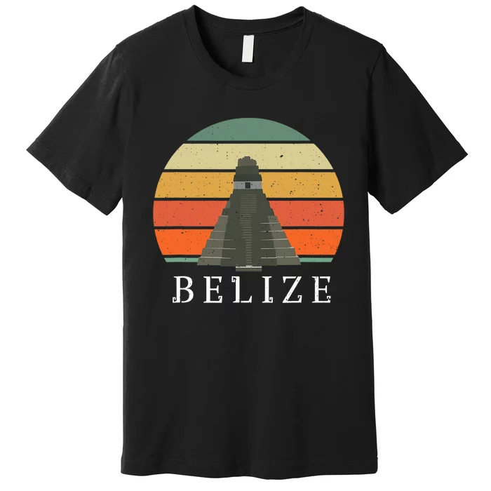 Vintage Sunset Maya Runs Belize Caribbean Travel Souvenir Premium T-Shirt