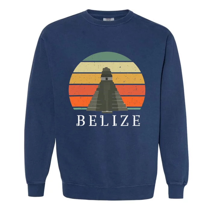 Vintage Sunset Maya Runs Belize Caribbean Travel Souvenir Garment-Dyed Sweatshirt