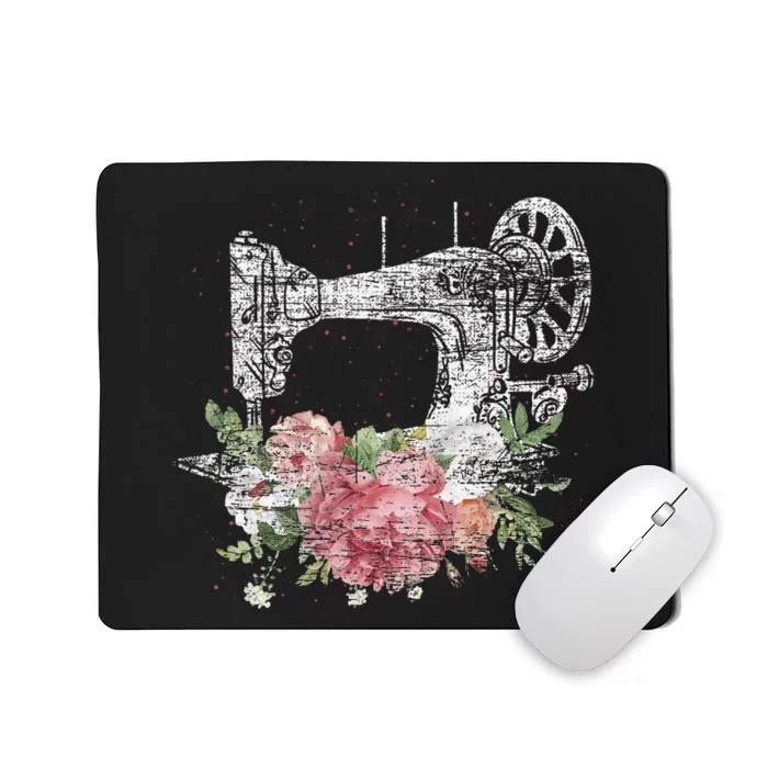 Vintage Sewing Machine Craft Quilting Sewer Flowers Sewing Mousepad