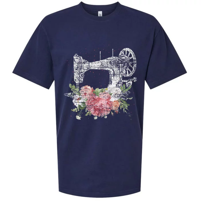 Vintage Sewing Machine Craft Quilting Sewer Flowers Sewing Sueded Cloud Jersey T-Shirt