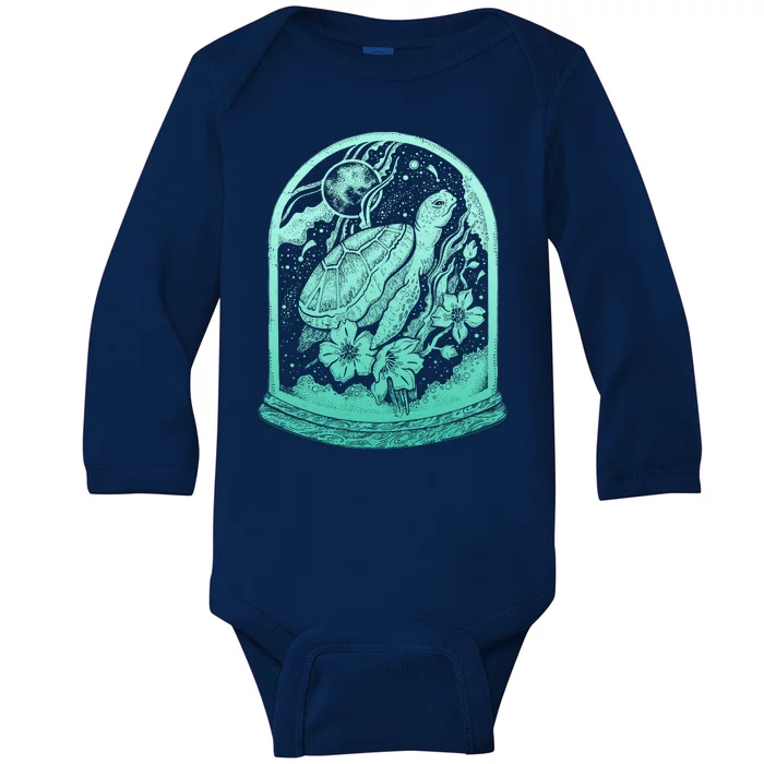 VIntage Sea Ocean Turtle Galaxy Terrarium Baby Long Sleeve Bodysuit