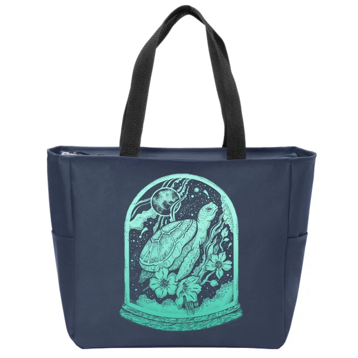 VIntage Sea Ocean Turtle Galaxy Terrarium Zip Tote Bag