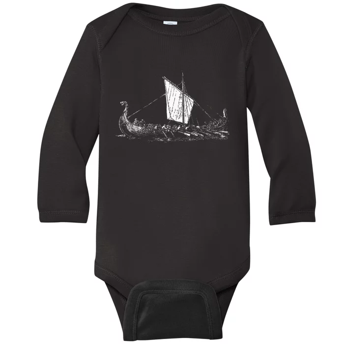 Viking Ship Odin And Valhalla Baby Long Sleeve Bodysuit