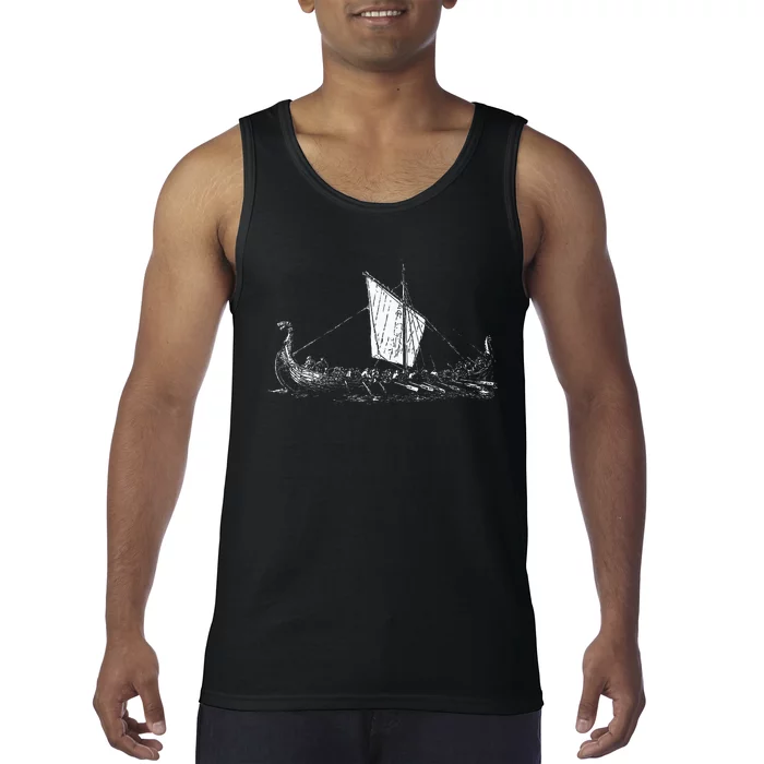 Viking Ship Odin And Valhalla Tank Top