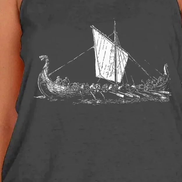 Viking Ship Odin And Valhalla Women's Knotted Racerback Tank