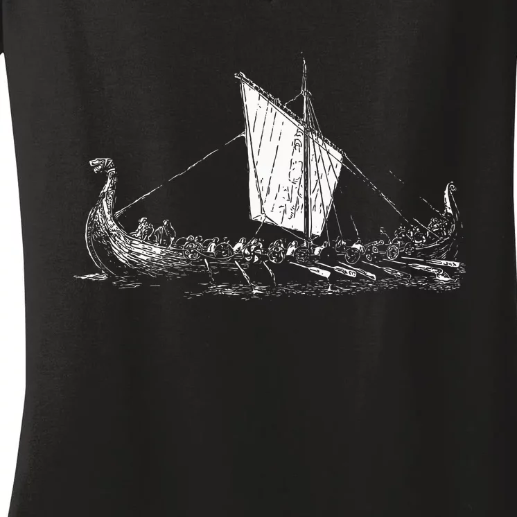 Viking Ship Odin And Valhalla Women's V-Neck T-Shirt