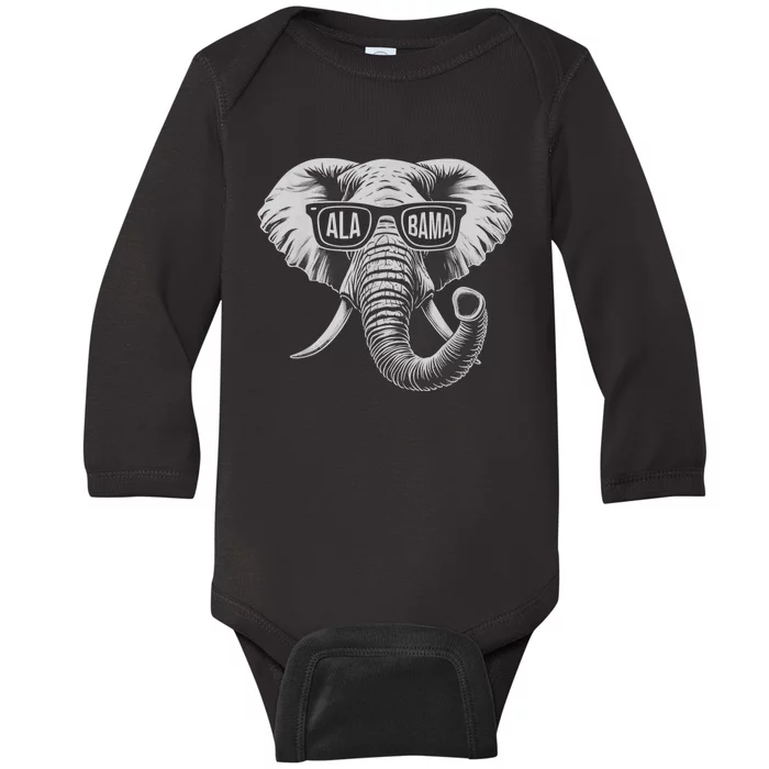 Vintage State Of Alabama Elephant Lovers Baby Long Sleeve Bodysuit